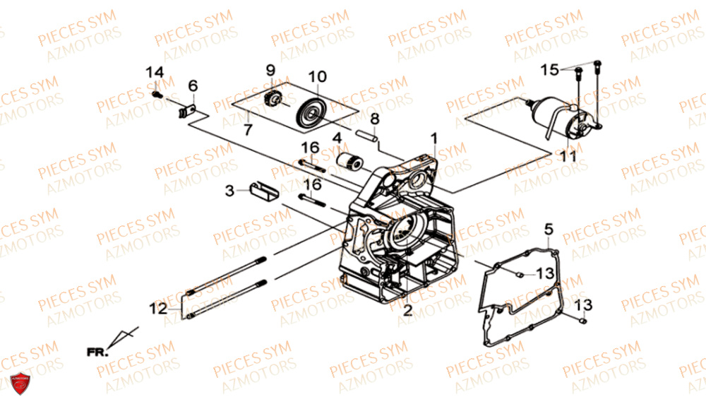 Carter Moteur SYM Pièces GTS 300I ABS - LN30W9-EU (2017-2020)