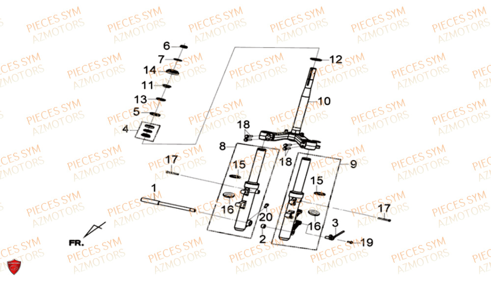 Colonne De Direction SYM Pièces GTS 300I ABS - LN30W9-EU (2017-2020)