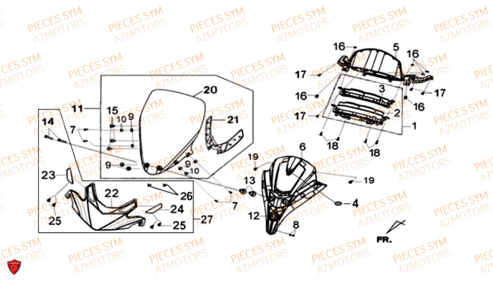 Compteur Pare Brise SYM Pièces GTS 300I ABS - LN30W9-EU (2017-2020)