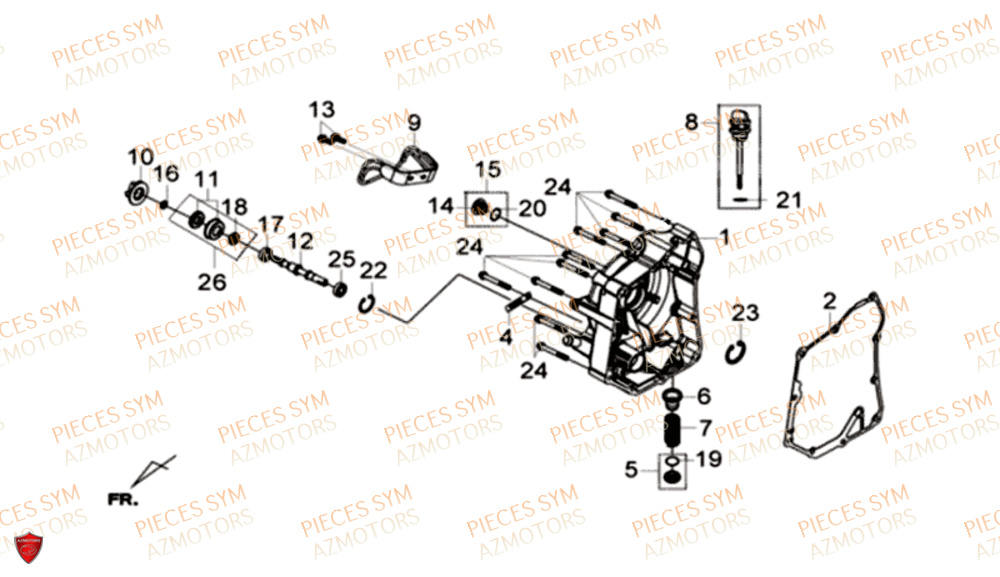Couvercle De Carter Droit SYM Pièces GTS 300I ABS - LN30W9-EU (2017-2020)