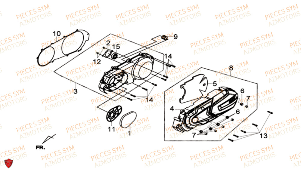 Couvercle De Carter Gauche SYM Pièces GTS 300I ABS - LN30W9-EU (2017-2020)