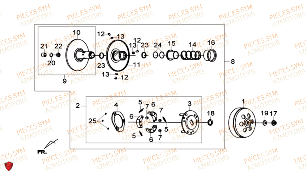 Embrayage SYM Pièces GTS 300I ABS - LN30W9-EU (2017-2020)