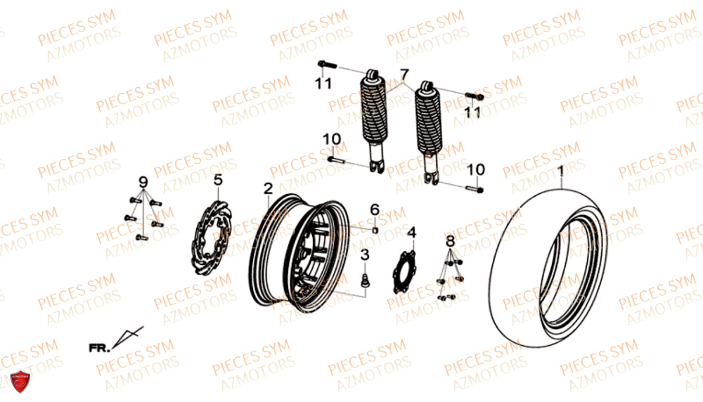 Roue Arriere SYM Pièces GTS 300I ABS - LN30W9-EU (2017-2020)