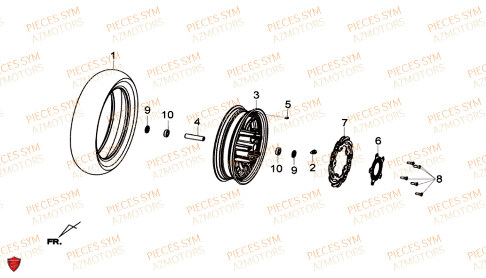Roue Avant SYM Pièces GTS 300I ABS - LN30W9-EU (2017-2020)