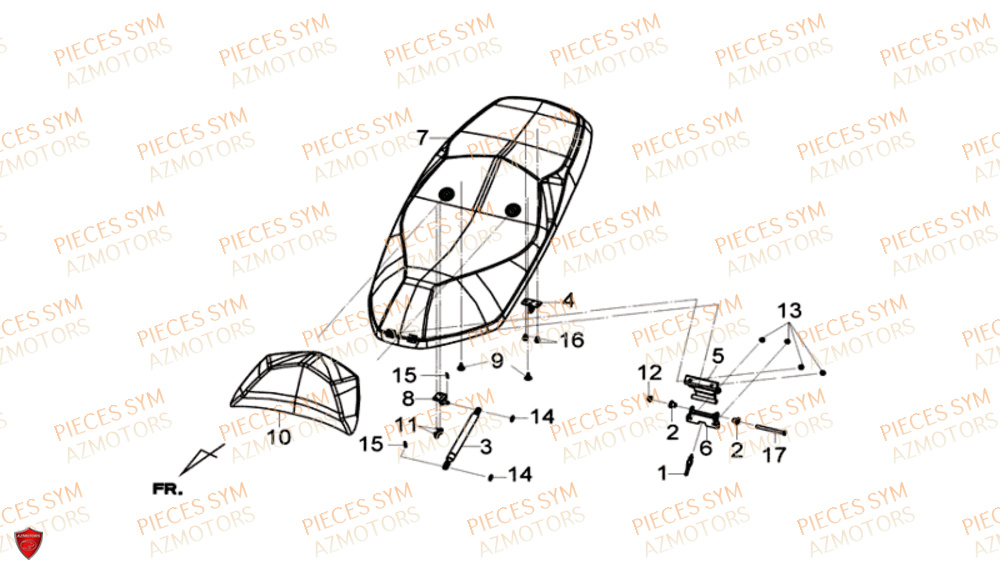 Siege Passager SYM Pièces GTS 300I ABS - LN30W9-EU (2017-2020)