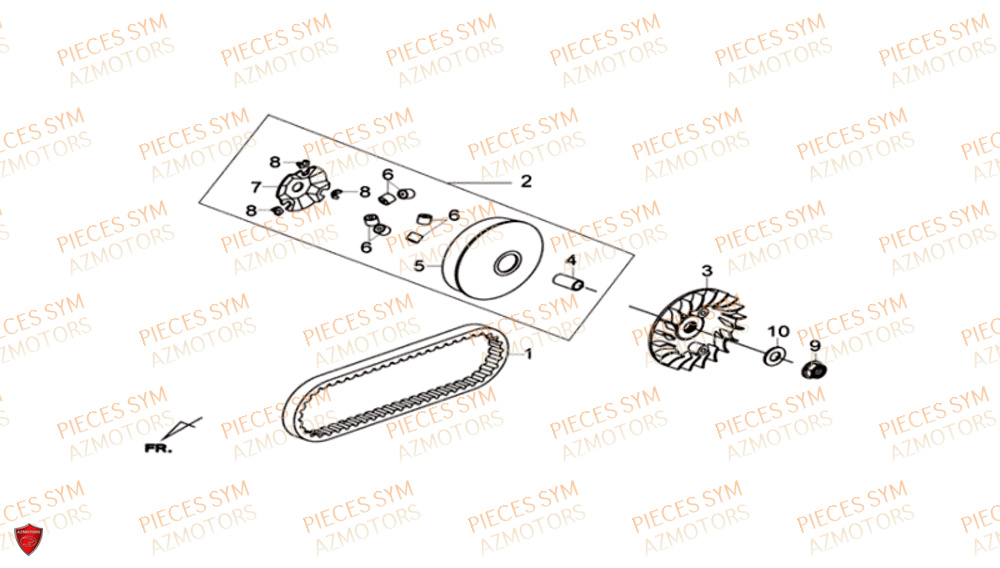 Variateur SYM Pièces GTS 300I ABS - LN30W9-EU (2017-2020)