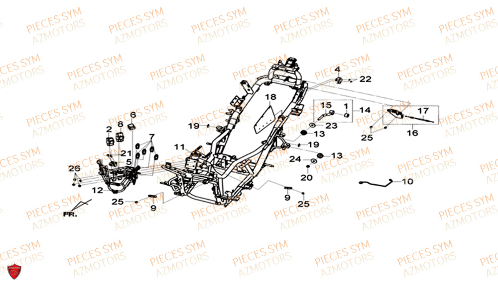 Cadre SYM Pièces GTS 300I ABS SPORT EURO 4 - LN30WA-EU (2017-2020)