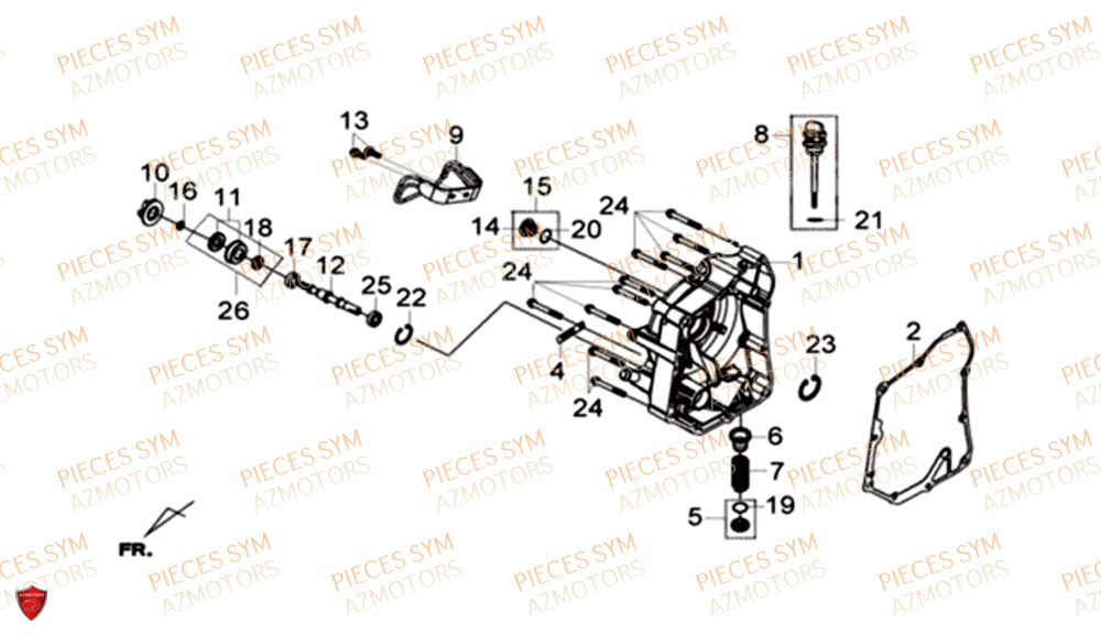 Couvercle De Carter Droit SYM Pièces GTS 300I ABS SPORT EURO 4 - LN30WA-EU (2017-2020)