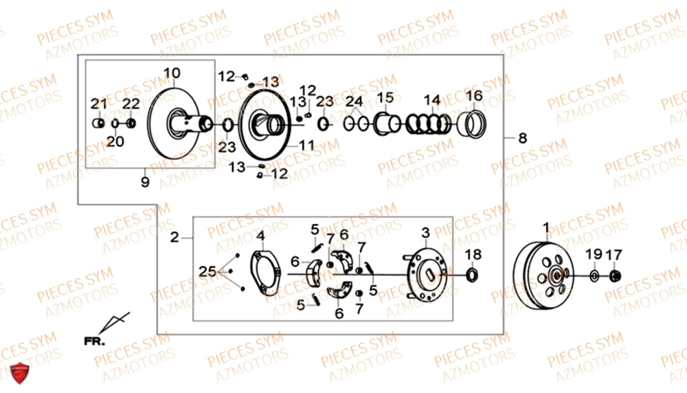 Embrayage SYM Pièces GTS 300I ABS SPORT EURO 4 - LN30WA-EU (2017-2020)