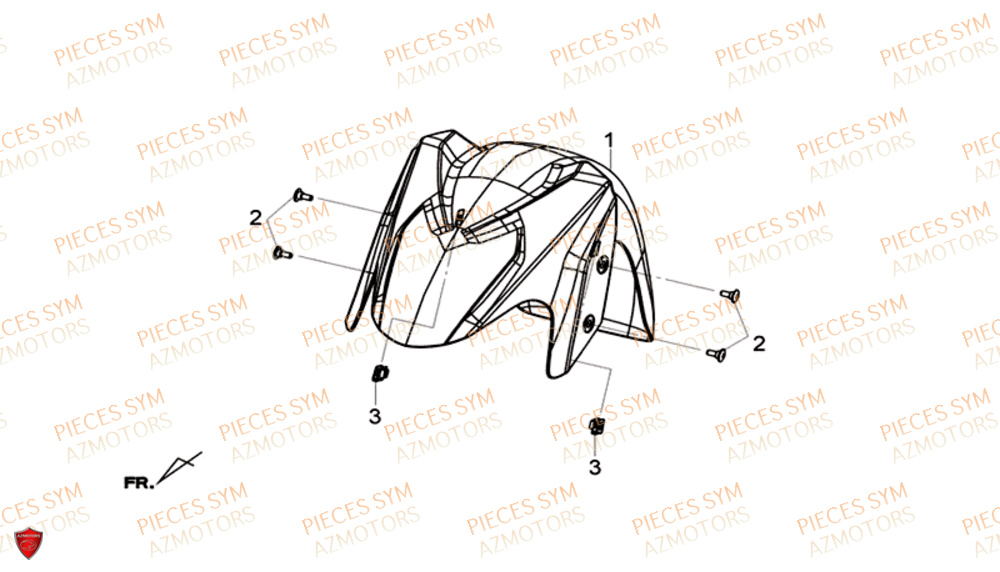 Garde Boue Avant SYM Pièces GTS 300I ABS SPORT EURO 4 - LN30WA-EU (2017-2020)