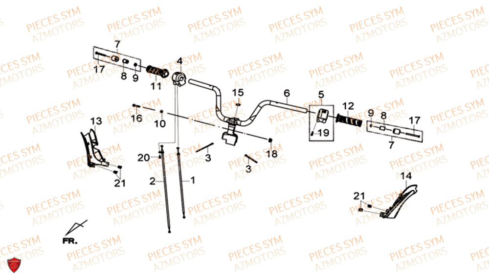 Guidon SYM Pièces GTS 300I ABS SPORT EURO 4 - LN30WA-EU (2017-2020)