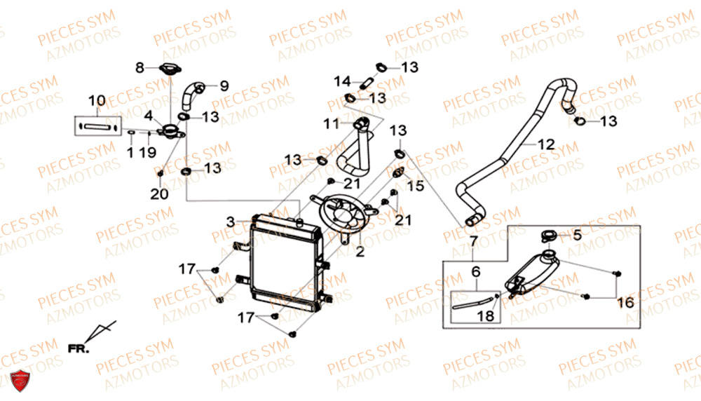 Radiateur SYM Pièces GTS 300I ABS SPORT EURO 4 - LN30WA-EU (2017-2020)