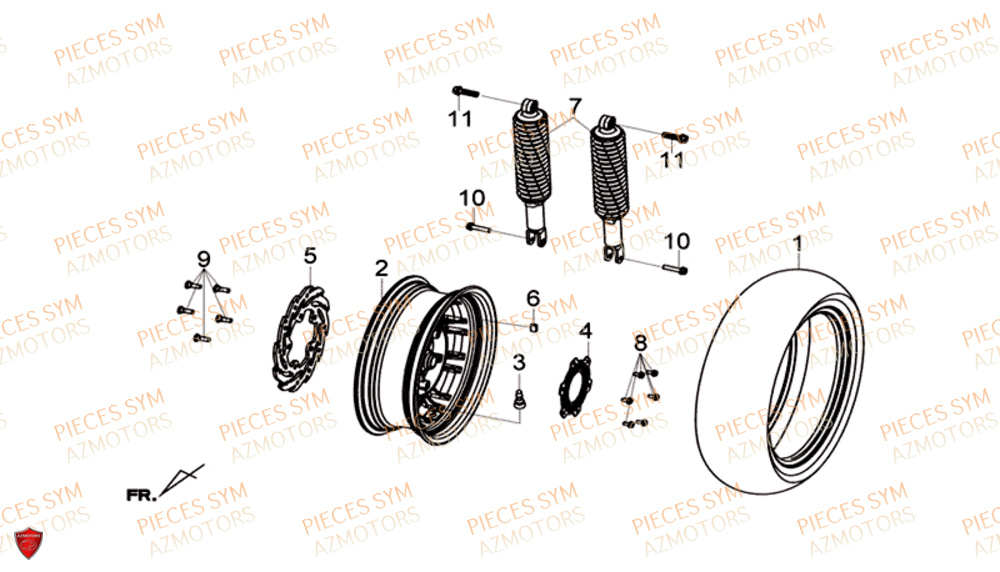 Roue Arriere SYM Pièces GTS 300I ABS SPORT EURO 4 - LN30WA-EU (2017-2020)