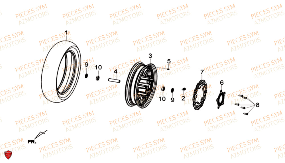 Roue Avant SYM Pièces GTS 300I ABS SPORT EURO 4 - LN30WA-EU (2017-2020)