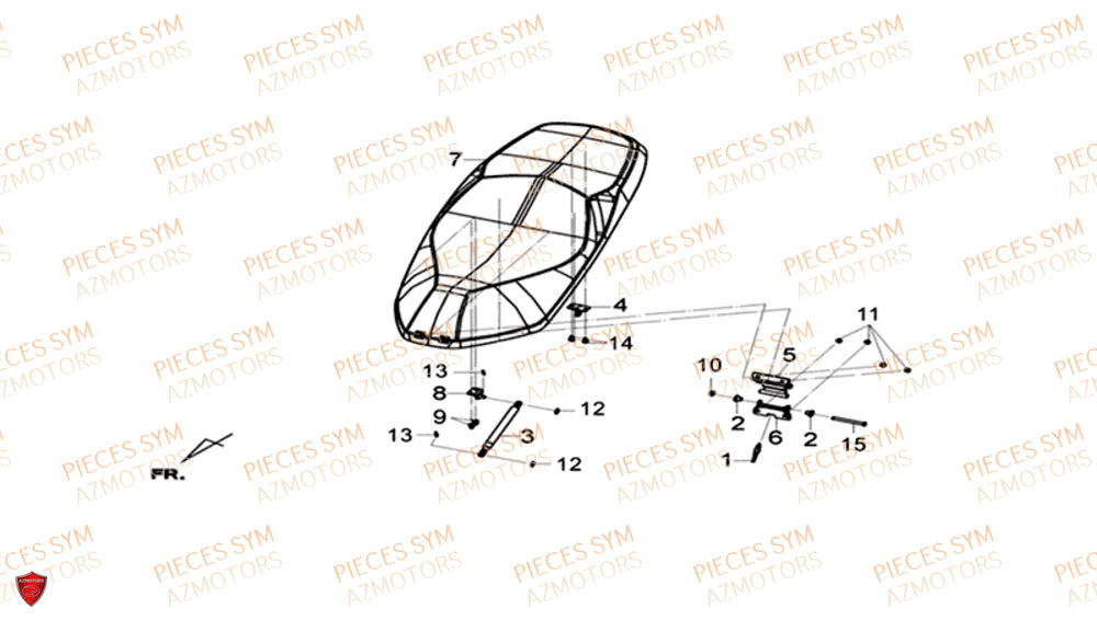 Selle Double SYM Pièces GTS 300I ABS SPORT EURO 4 - LN30WA-EU (2017-2020)
