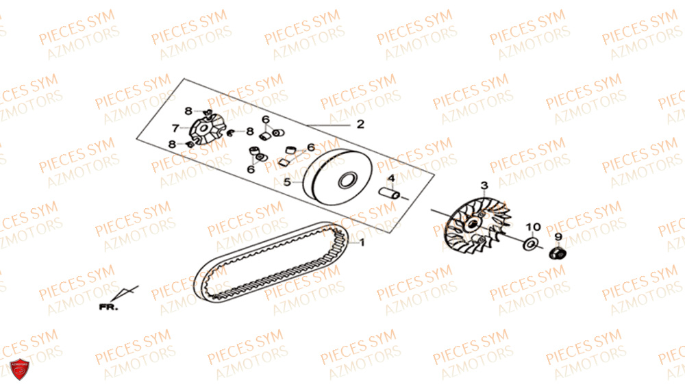 Variateur SYM Pièces GTS 300I ABS SPORT EURO 4 - LN30WA-EU (2017-2020)