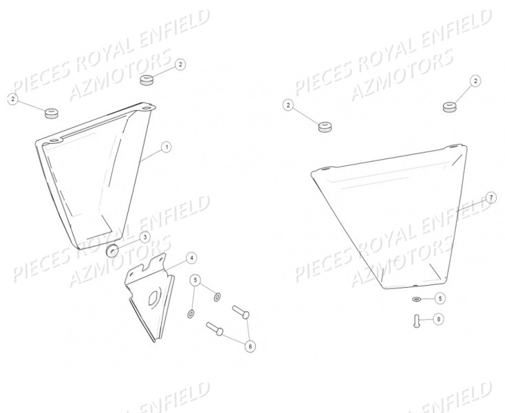 Caches Latereaux ROYAL ENFIELD Pieces ROYAL_ENFIELD CONTINENTAL GT 535 (E4) RED / GREEN / BLACK (2017-2018)

