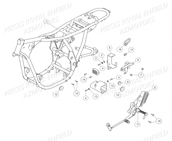 Cadre 1 ROYAL ENFIELD Pieces ROYAL_ENFIELD CONTINENTAL GT 535 (E4) RED / GREEN / BLACK (2017-2018)

