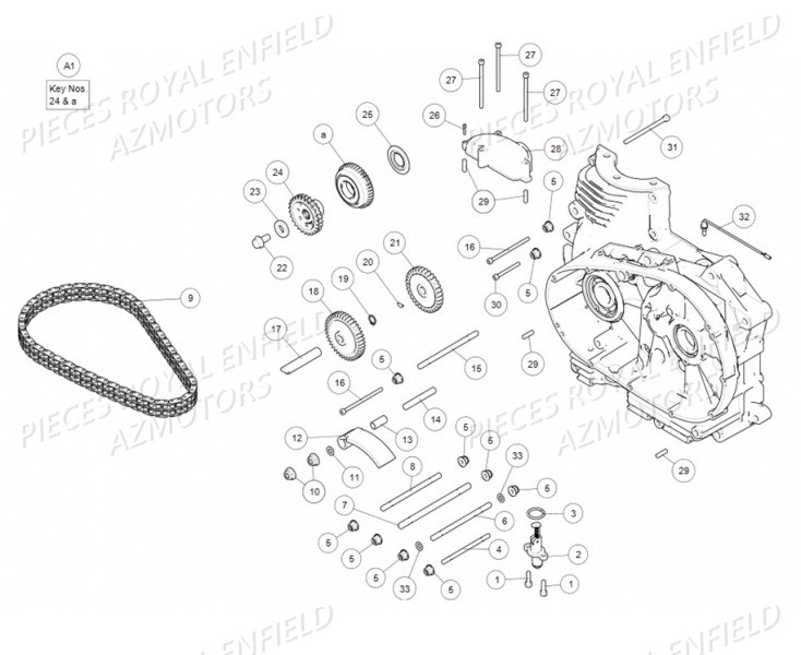 Chaine Primaire ROYAL ENFIELD Pieces ROYAL_ENFIELD CONTINENTAL GT 535 (E4) RED / GREEN / BLACK (2017-2018)

