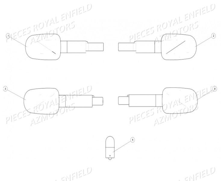 Clignotants ROYAL ENFIELD Pieces ROYAL_ENFIELD CONTINENTAL GT 535 (E4) RED / GREEN / BLACK (2017-2018)

