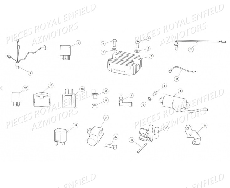 COMPOSANTS_ELECTRIQUES ROYAL ENFIELD Pieces ROYAL ENFIELD CONTINENTAL GT 535 RED / GREEN / BLACK (2017-2018)