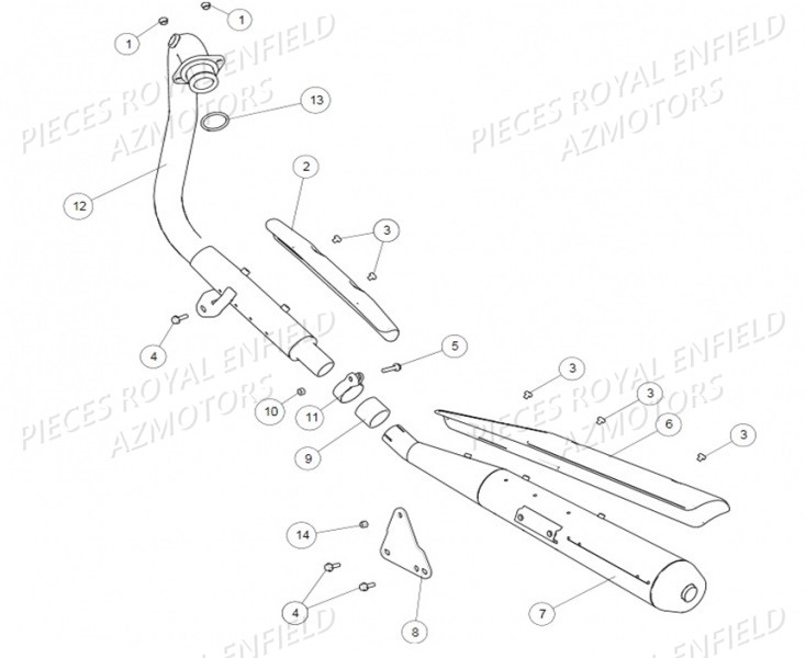 ECHAPPEMENT ROYAL ENFIELD Pieces ROYAL ENFIELD CONTINENTAL GT 535 RED / GREEN / BLACK (2017-2018)