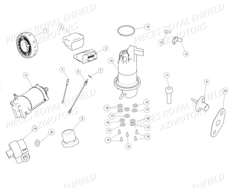 ECU_POMPE_A_ESSENCE_CAPTEUR ROYAL ENFIELD Pieces ROYAL ENFIELD CONTINENTAL GT 535 RED / GREEN / BLACK (2017-2018)