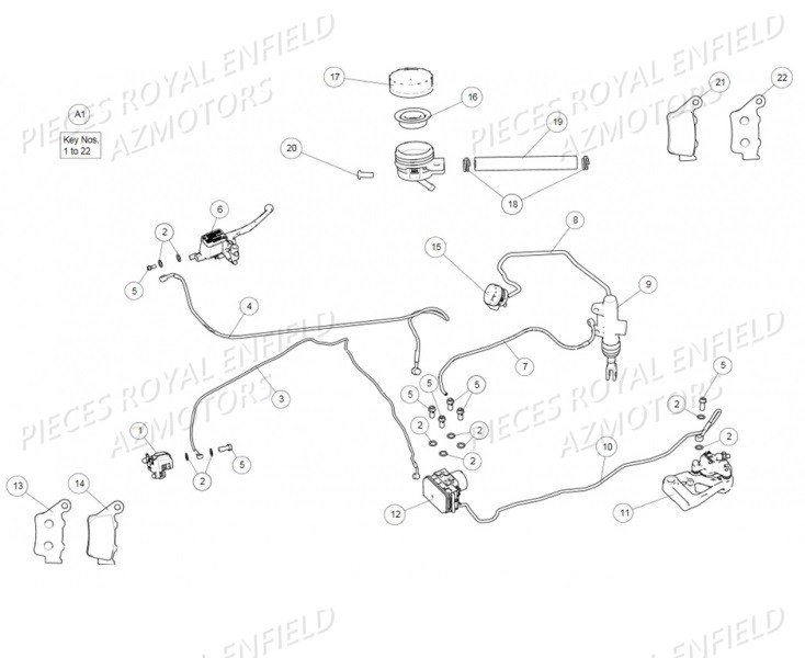 Ensemble De Frein Abs ROYAL ENFIELD Pieces ROYAL_ENFIELD CONTINENTAL GT 535 (E4) RED / GREEN / BLACK (2017-2018)

