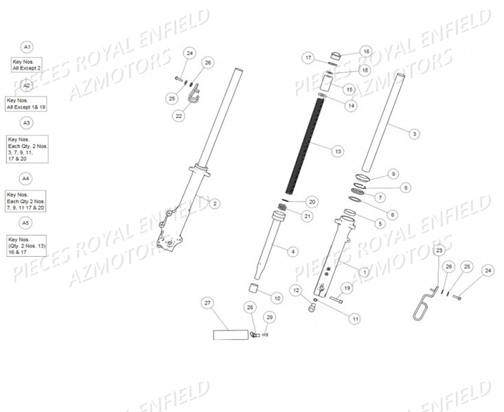 Fourche ROYAL ENFIELD Pieces ROYAL_ENFIELD CONTINENTAL GT 535 (E4) RED / GREEN / BLACK (2017-2018)

