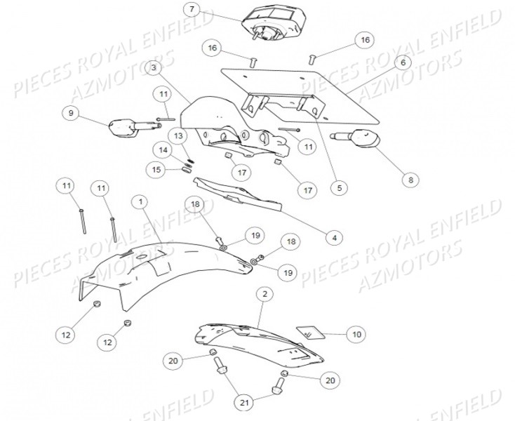 GARDE_BOUE_ARRIERE ROYAL ENFIELD Pieces ROYAL ENFIELD CONTINENTAL GT 535 RED / GREEN / BLACK (2017-2018)