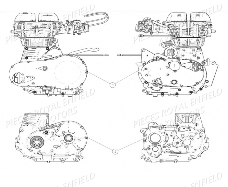 Moteur Carter Moteur ROYAL ENFIELD Pieces ROYAL_ENFIELD CONTINENTAL GT 535 (E4) RED / GREEN / BLACK (2017-2018)

