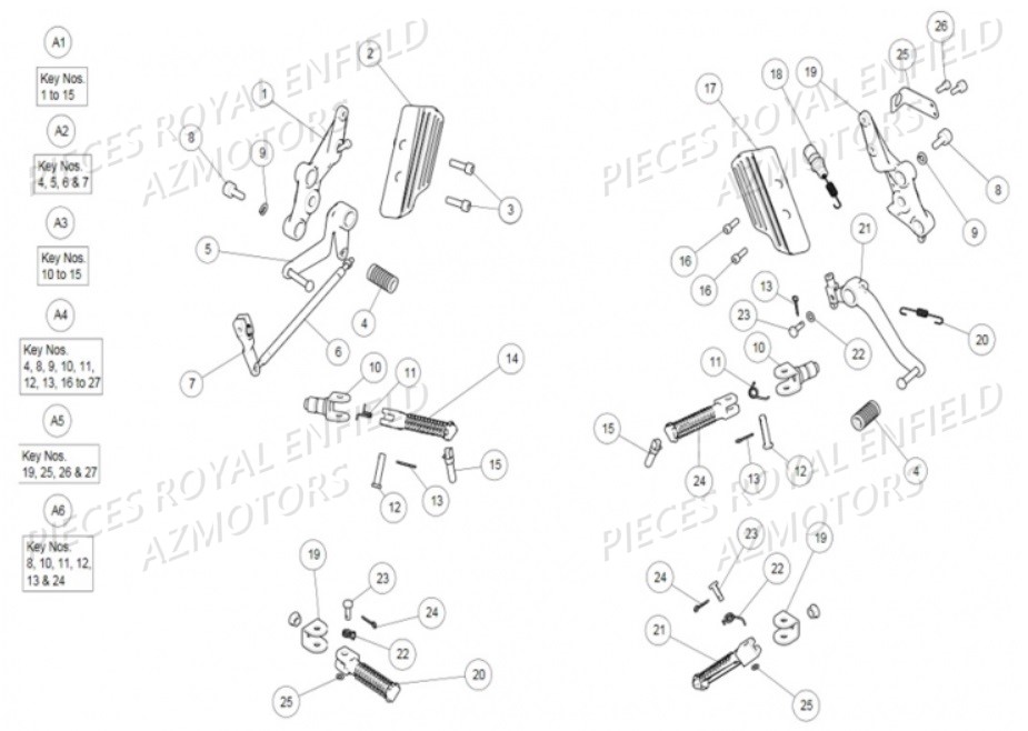 586045/A - GOUPILLE  (Royal Enfield) pour REPOSE PIEDS AV ET AR de GT 535
