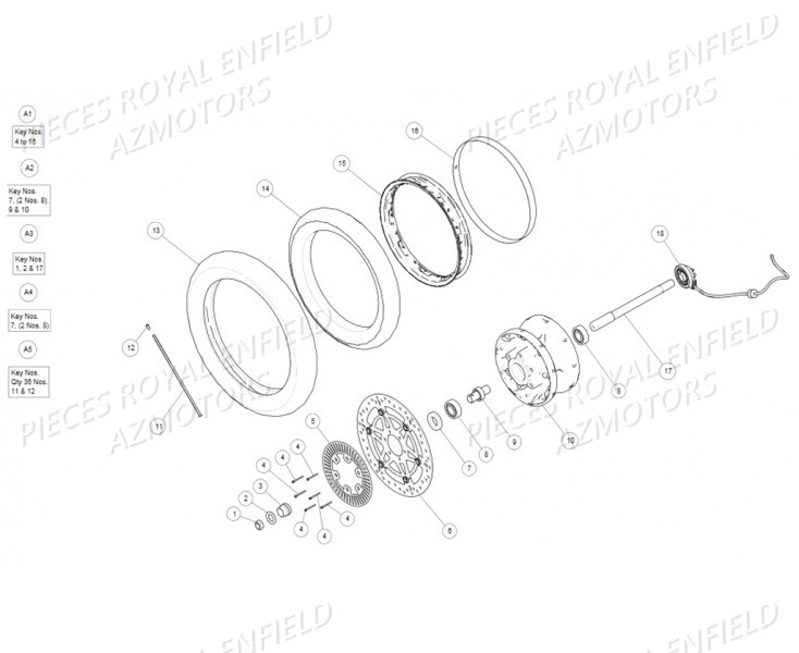 ROUE_AVANT ROYAL ENFIELD Pieces ROYAL ENFIELD CONTINENTAL GT 535 RED / GREEN / BLACK (2017-2018)