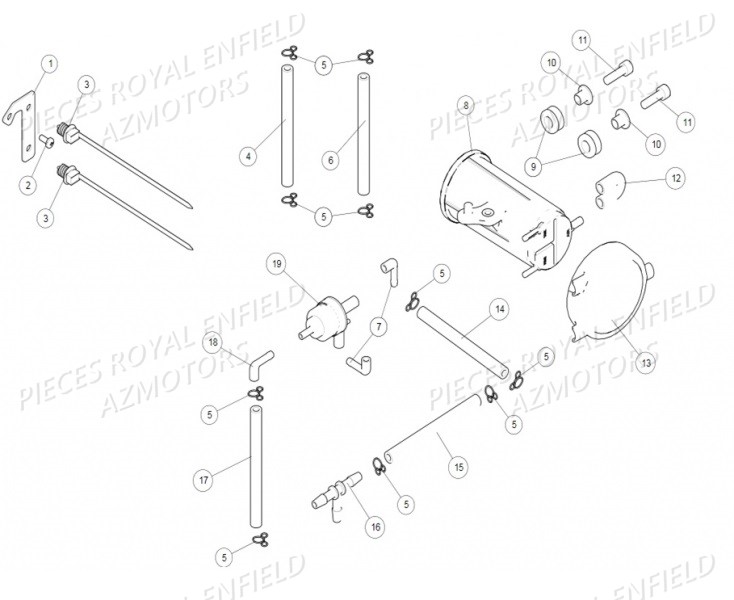 Systeme Evapuration ROYAL ENFIELD Pieces ROYAL_ENFIELD CONTINENTAL GT 535 (E4) RED / GREEN / BLACK (2017-2018)

