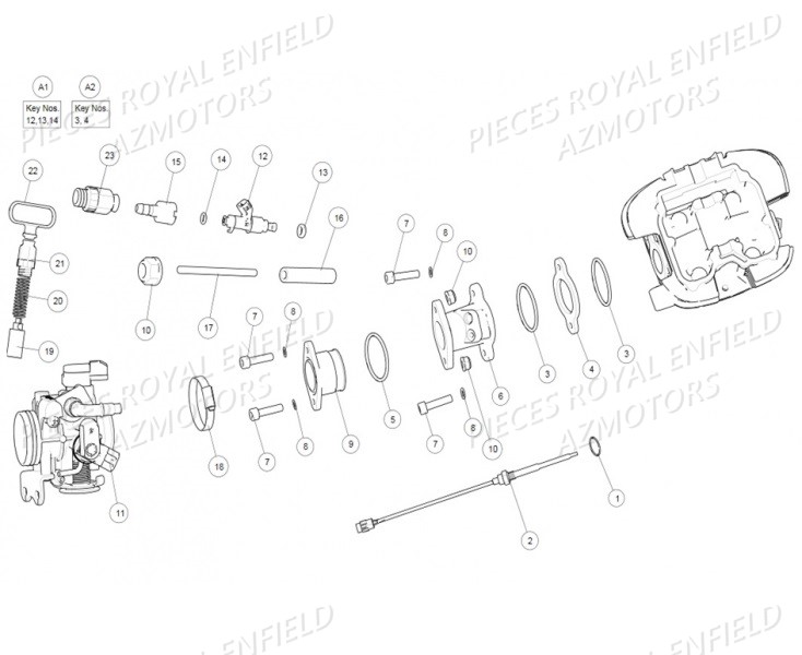 Systeme Injection ROYAL ENFIELD Pieces ROYAL_ENFIELD CONTINENTAL GT 535 (E4) RED / GREEN / BLACK (2017-2018)

