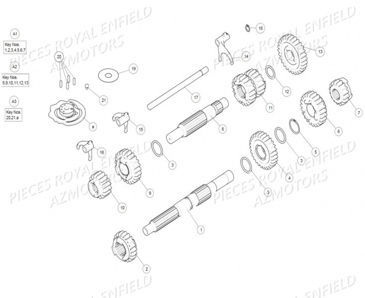 Transmission ROYAL ENFIELD Pieces ROYAL_ENFIELD CONTINENTAL GT 535 (E4) RED / GREEN / BLACK (2017-2018)

