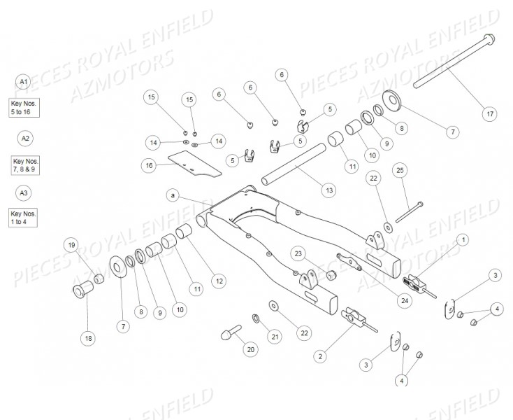 BRAS_OSCILLANT ROYAL ENFIELD Pieces ROYAL ENFIELD CONTINENTAL GT 535 (E3) RED/BLACK/GREEN/YELLOW (2014-2016)