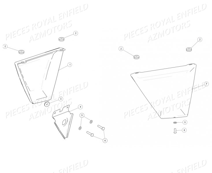 Caches Latereaux ROYAL ENFIELD Pieces ROYAL_ENFIELD CONTINENTAL GT 535 (E3) RED/BLACK/GREEN/YELLOW (2014-2016) 

