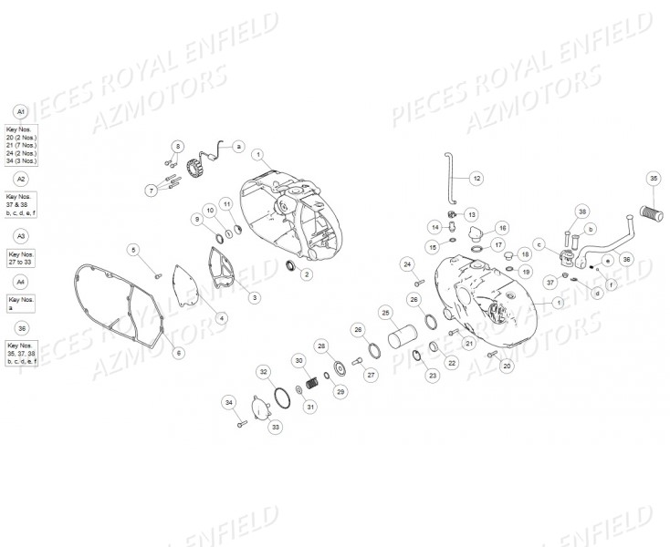 CARTER_ALLUMAGE_KICK ROYAL ENFIELD Pieces ROYAL ENFIELD CONTINENTAL GT 535 (E3) RED/BLACK/GREEN/YELLOW (2014-2016)