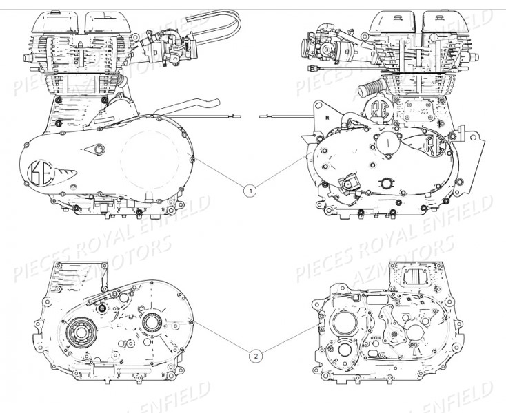 Carter Moteur ROYAL ENFIELD Pieces ROYAL_ENFIELD CONTINENTAL GT 535 (E3) RED/BLACK/GREEN/YELLOW (2014-2016) 

