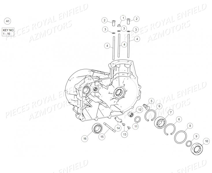 Carter Moteur Gauche AZMOTORS Pieces ROYAL_ENFIELD CONTINENTAL GT 535 (E3) RED/BLACK/GREEN/YELLOW (2014-2016) 

