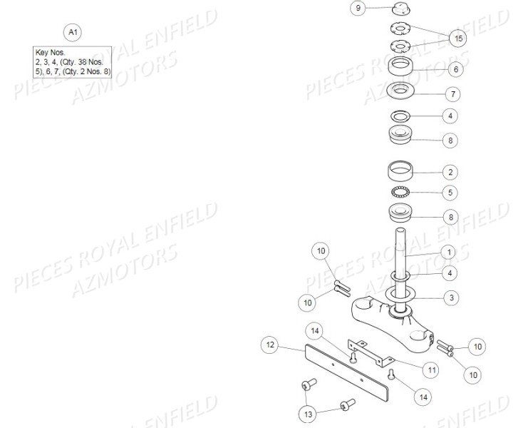 Colonne De Direction AZMOTORS Pieces ROYAL_ENFIELD CONTINENTAL GT 535 (E3) RED/BLACK/GREEN/YELLOW (2014-2016) 

