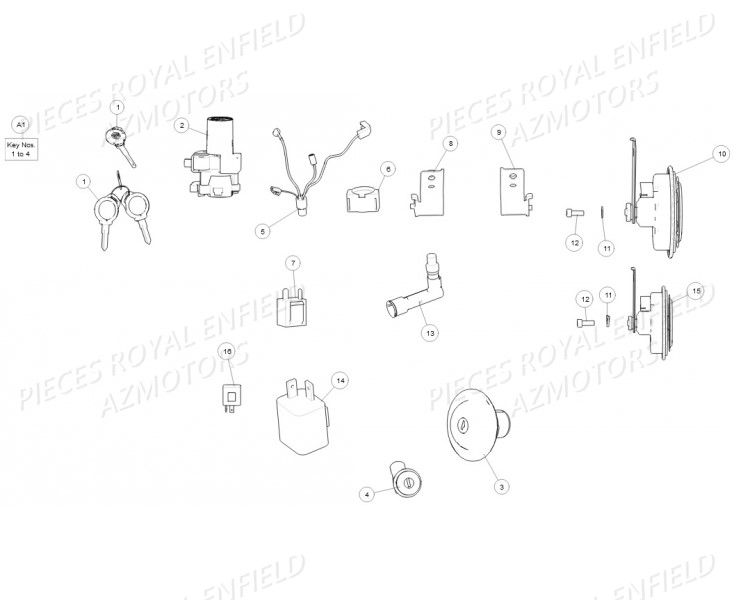 591998/D - BOUCHON RESERVOIR E3/E4(MODELE ROND SANS CLES) (Royal Enflied) pour COMMODOS KIT SERRURE RELAIS de GT 535 EURO3
