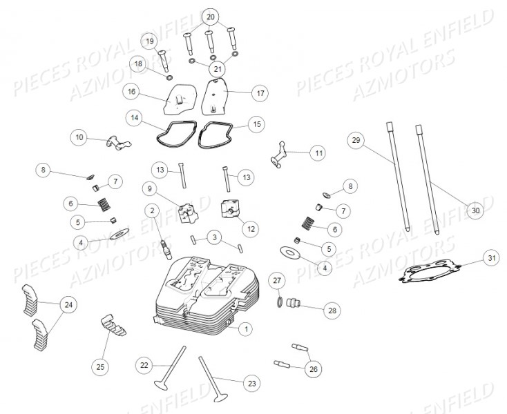 Culasse ROYAL ENFIELD Pieces ROYAL_ENFIELD CONTINENTAL GT 535 (E3) RED/BLACK/GREEN/YELLOW (2014-2016) 

