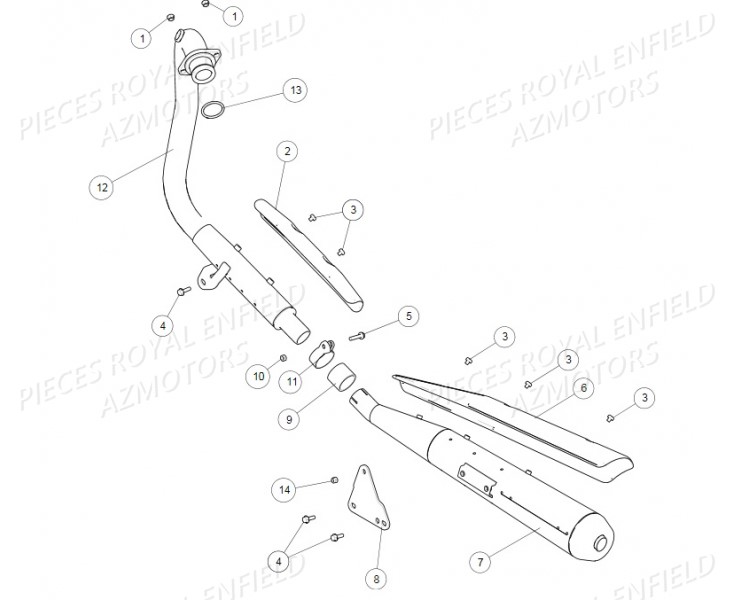 Echappement ROYAL ENFIELD Pieces ROYAL_ENFIELD CONTINENTAL GT 535 (E3) RED/BLACK/GREEN/YELLOW (2014-2016) 

