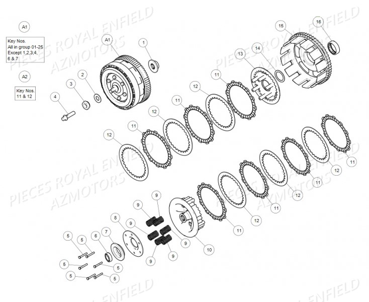 Embrayage ROYAL ENFIELD Pieces ROYAL_ENFIELD CONTINENTAL GT 535 (E3) RED/BLACK/GREEN/YELLOW (2014-2016) 

