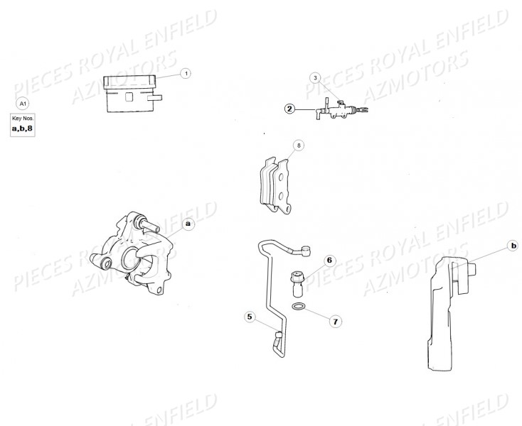 Ensemble Frein Arriere ROYAL ENFIELD Pieces ROYAL_ENFIELD CONTINENTAL GT 535 (E3) RED/BLACK/GREEN/YELLOW (2014-2016) 

