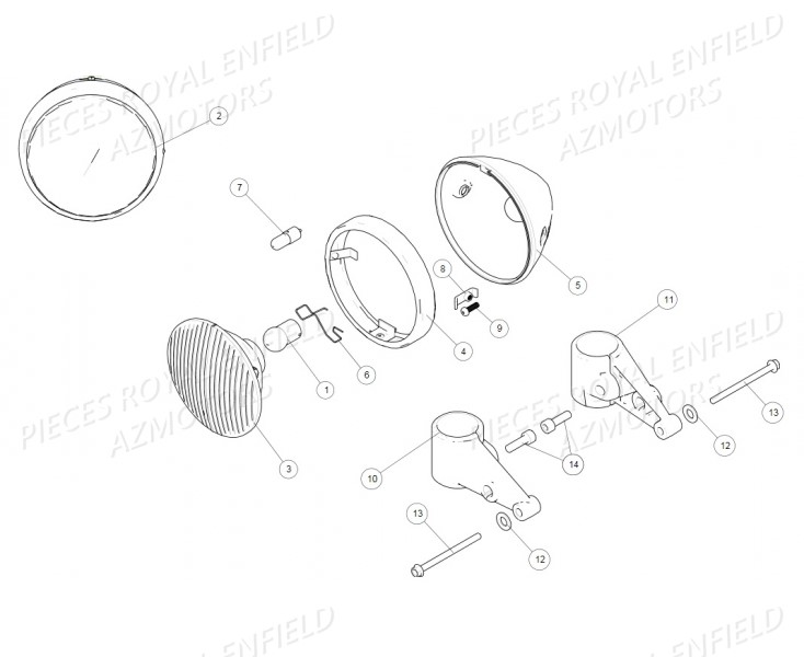 Ensemble Phare ROYAL ENFIELD Pieces ROYAL_ENFIELD CONTINENTAL GT 535 (E3) RED/BLACK/GREEN/YELLOW (2014-2016) 

