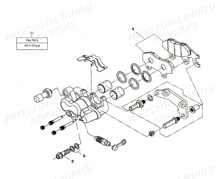 Etrier Avant ROYAL ENFIELD Pieces ROYAL_ENFIELD CONTINENTAL GT 535 (E3) RED/BLACK/GREEN/YELLOW (2014-2016) 

