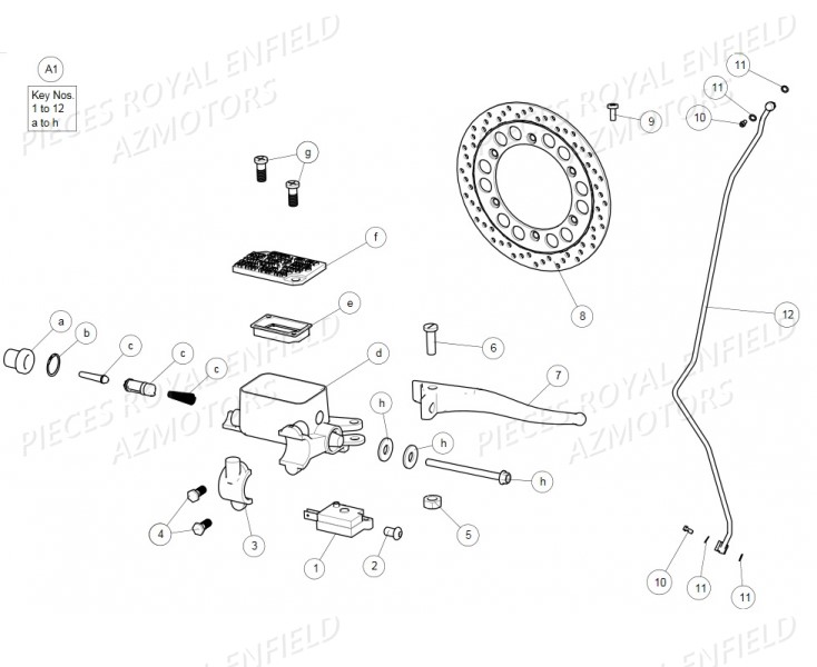 Frein Avant ROYAL ENFIELD Pieces ROYAL_ENFIELD CONTINENTAL GT 535 (E3) RED/BLACK/GREEN/YELLOW (2014-2016) 

